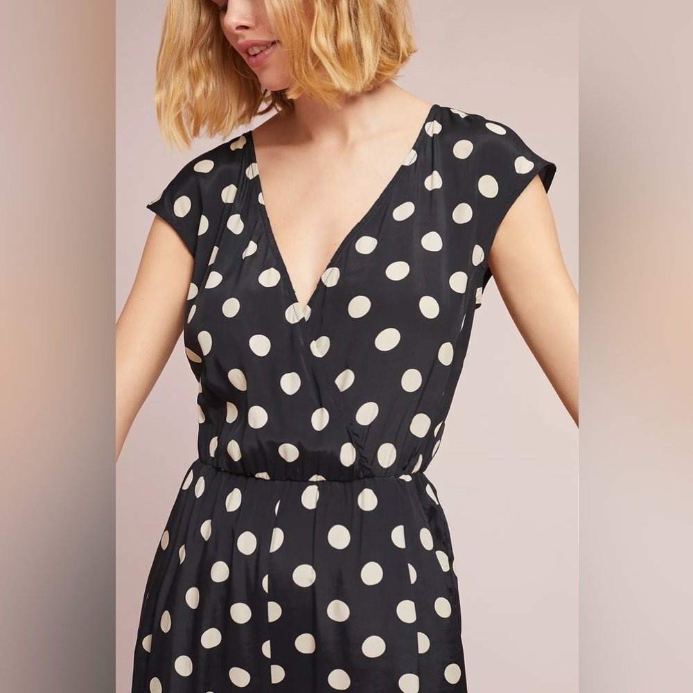Corey Lynn Calter Anthropologie Black & White Polka Dot Wrapped Jumpsuit Size XS